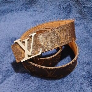 Louis Vuitton Brown Monogram Belt with Silver LV Buckle